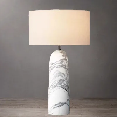 Italian Designer Natural Marble Table Lamp, Minimalist Creative Ambient Light for Living Room Bedroom Bedside