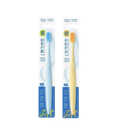Customized Adult Toothbrush with Soft Plastic Handle and Nylon Bristles Manual Feature for Home Use with Separate Packaging