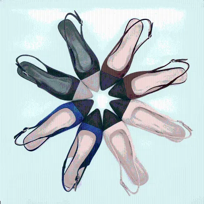 Women Two-Tone Pointed Cap Toe Slingback Suede Flats Buckle Strap Elegant Comfort Office Daily Casual Ladies Fashion Flat Shoes