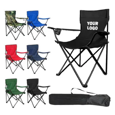 Ergonomic Foldable Camping Chair with Armrests and Breathable 600D Oxford Fabric
