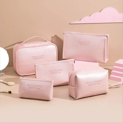 Large-capacity Portable PU Makeup Bag, Fashionable Octagonal Handbag, Pearlescent Waterproof Makeup Bag