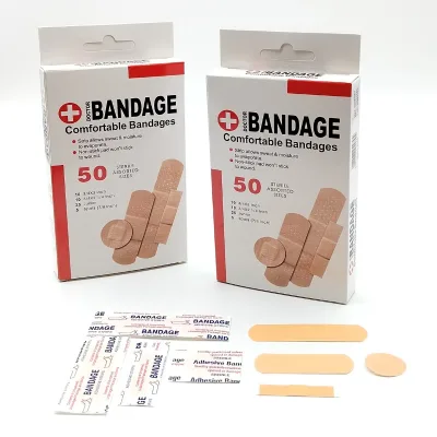 Cross-border Hot-selling First Aid Kit Four-piece Set PE Waterproof Breathable Bandage Foreign Trade English 50 Pieces Wholesale