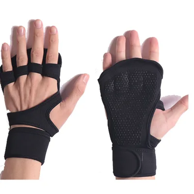 Adjustable Half-finger Non-slip Silicone Palm protection Gym Fitness Pressurized Gloves