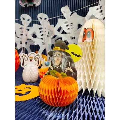 Halloween Paper Decorations Die Cut Wall Hangings Witch Ghost Pumpkin Party Supplies 4 Color Printing Round Shape