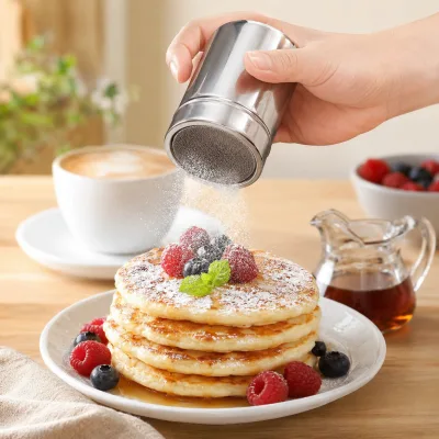 304 Stainless Steel Cocoa Shaker Fine Mesh Powder Duster for Icing Sugar Cinnamon Matcha Flour Coffee Baking Kitchen