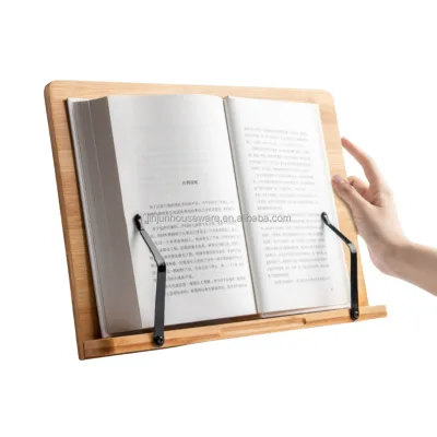 Bamboo Book Stand Cookbook Stand with Adjustable Height