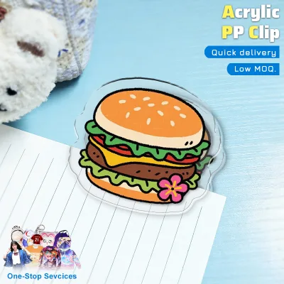 Custom Acrylic Clip Low MOQ Wholesale Cute Anime Custom Acrylic Clip Clear Plastic Clips Cartoon PP Binder Clips