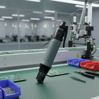1000RPM Automatic Pneumatic Straight Handle Screwdriver Adjustable Shut-Off Clutch 0.5-3N.m Leverage Type Dual Direction 1 Year