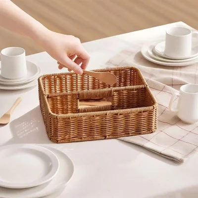 Wholesale Woven Storage Baskets for Home Use, with Compartments for Knives, Forks, Spoons and Chopsticks, Portable.