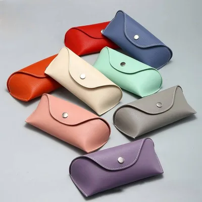 New Sunglasses Case Fashionable Simple Light Luxury Sun Glasses Box Leather Box Soft Bag Solid Color