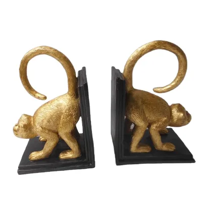 2019 Custom Polyresin Golden Leopard Decorate Good Selling Resin Animal Shape Bookend