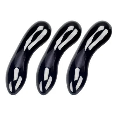 Natural Black Long Quartz Obsidian Crystal Massage Wand Carved with Engraving Technique