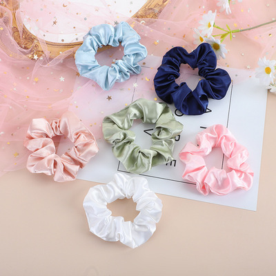 2023 Hot Sale Cute Sweety Girl pink Hair Scrunchies Wholesale Custom Satin Hair Scrunchies