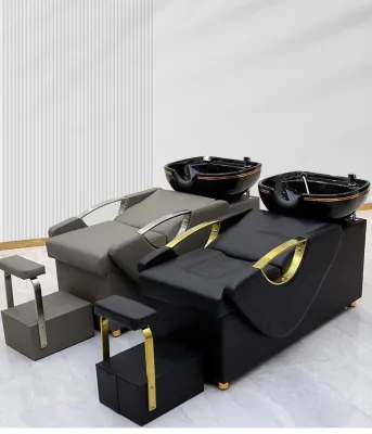 New Product Barber Shop Half-Recline Thai Flush Shampoo Chair With Sprinkler Beauty Hair Salon Punch Bed Bowl Washbasin