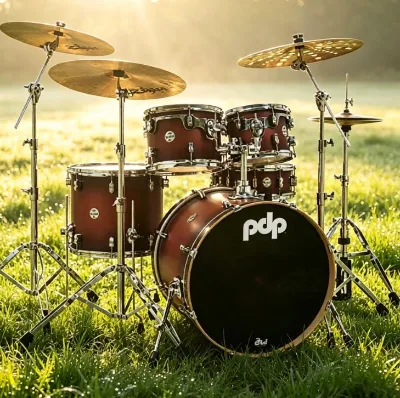 PDP CM-5 Premium All-Maple Drum Kit Full Set with Brass Cymbals Heavy-Duty Stands for Professional Drummer Live Show