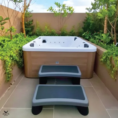 3 Adults Deluxe Modern Eco-Friendly Balboa System Acrylic Rectangle Hot Tub Outdoor Swim Spa with Air Whirlpool Massage Bathtub