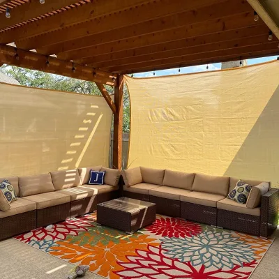 Factory Direct Supply Breathable 185GSM Fabric HDPE Sun Shade Sail Canopy 6'*10' Pergolas Top Cover for Outdoor Patio Lawn