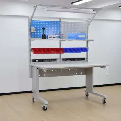 Detall ElectronicsBench ESD Safe Electronic Assembly Bench Workstation Adjustable Pegboard Power Strip CE Certified IEC 61340