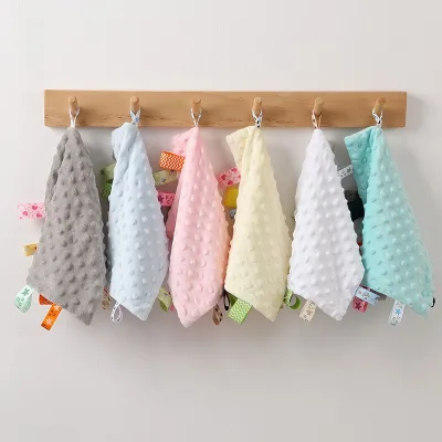 Security Blankets for Babies, Soft Small Taggie for Baby, Baby Comforter Sensory Blanket, Baby Bean Velvet Label Soothing Towel