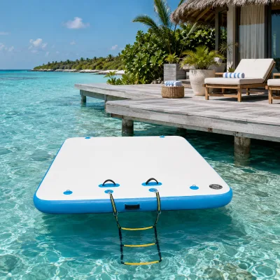 Inflatable Lake Dock with Lightweight Portable Design for Vacation Homes Camping Boats and Outdoor Recreation