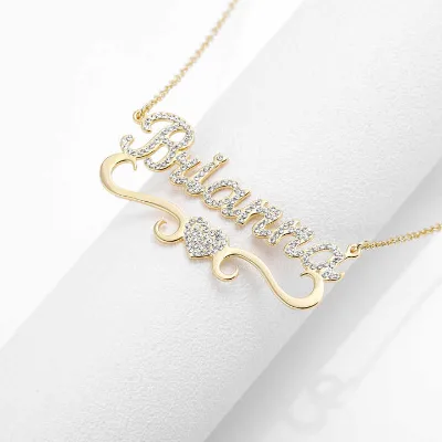 Non Tarnish Dimond Stainless Steel Name Necklace Pendant 18k Gold Plated Customize Letter Accessories for Women Customized