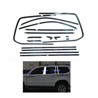 Exterior PP Left Right Headlamp Window Pillar Posts Trim Cover Set for Land Cruiser Prado FJ120 2003-2009