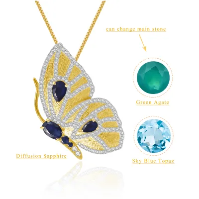 Abiding New Designer Woman Handmade Luxury Jewelry Butterfly Wing 925 Sterling Silver Pendant Brooches