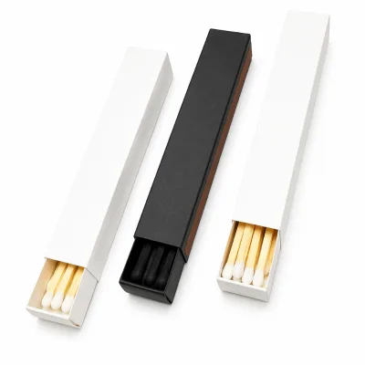 Extra Long Safety Wooden Matches in Black White Sliding Rigid Match Box Custom Brand Logo for Cigar Home Decor Retail Gift