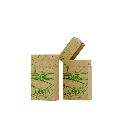 Custom Logo Printed Child-Proof Packaging Kraft Paper Rigid Pre-Roll Box Side Flip Cover Child Safety Cigarette Box with Divider
