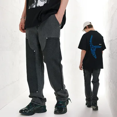 Spring and Summer New Chinese Style Retro Washed Irregular Straight Casual Pants Loose Wide Leg Trousers Pants