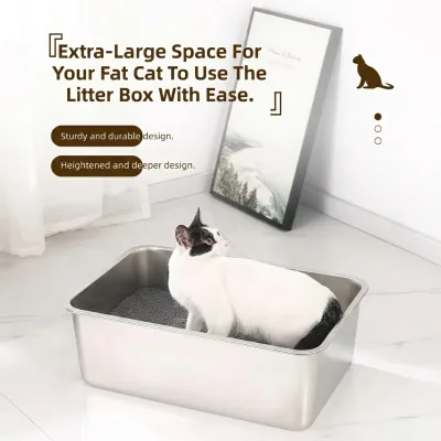 Removable Screen Stainless Steel Cat Litter Box Large Capacity Eco Friendly Non-Stick Easy Clean Sifting Corrosion Resistant for