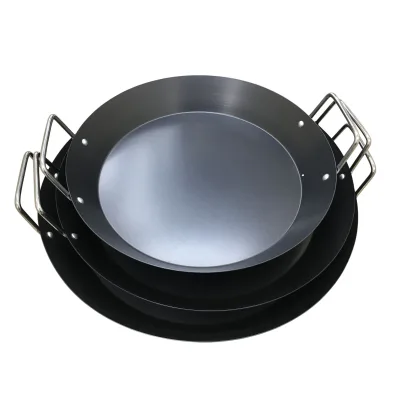 42cm Diameter Big Carbon Steel Fry Pan Paella Pans Premium Quality Kitchen Essential