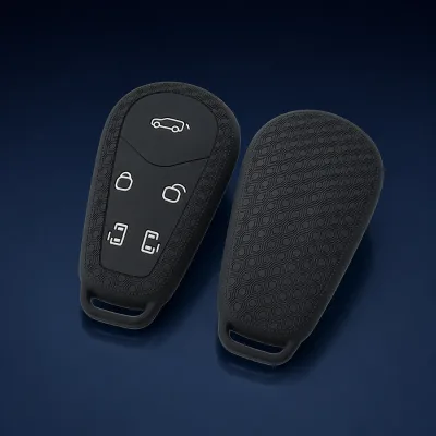 Silicone Key Fob Cover Car Key Case Protector 5 Button Smart Remote Shell Skin Black Matte Honeycomb Texture for VOYAH Dreamer