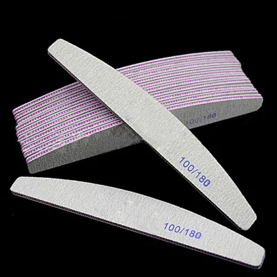Wholesale 180/240 Purple Core Double Sided Nail File Salon Manicure Tool with Sanding Strip Sponge Material Straight Pattern