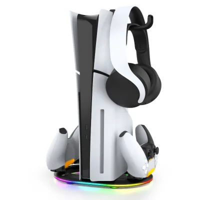 New Vertical Stand With 14 RGB Lighting for P 5 Slim/P5 Pro Console ,Two Type C Chargign Port for P5 Controller