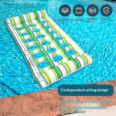 AGS Eco-friendly PVC Inflatable Floating Raft River Tubing Hole-pattern Thickened Party Float Color Box Packaging