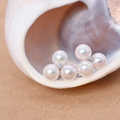 7-8mm Genuine Japanese Akoya Saltwater Pearl Versatile 3-in-1 Modular Stud Earrings Solid 18K White Gold Everyday Collection