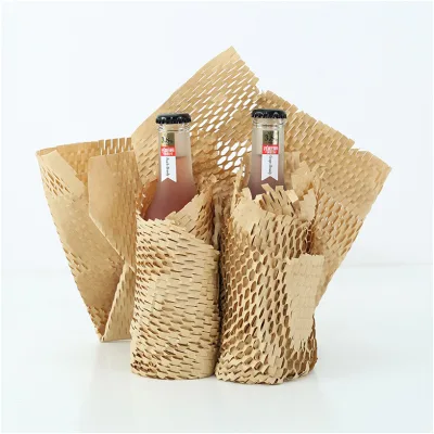 High Quality Natural Recyclable Biodegradable Honeycomb Kraft Paper Packaging Sleeves Honeycomb Wrapping Paper Roll Custom Size