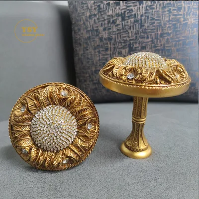Luxury Resin Crystal Golden Wall Hooks for Curtains Hanging