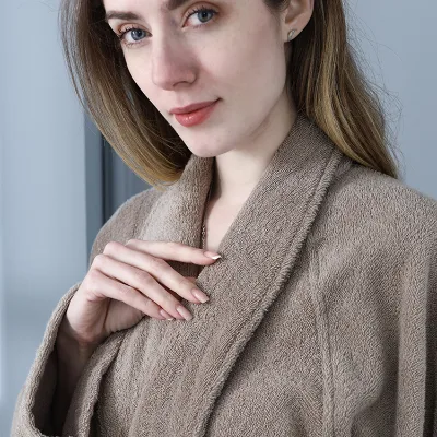 Hot Selling Unisex Brown Hotel 100% Cotton Bathrobe