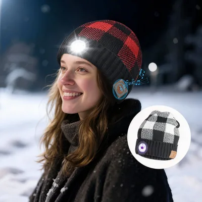 USB Rechargeable LED Beanie Hat Light Super Bright Soft Knitted Acrylic Warm Skull Cap Outdoor Unisex Night Running Cycling