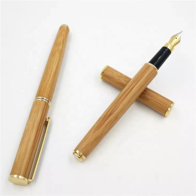 ECO Friendly Natural Wooden Elegant Bamboo Fountain Pen with Customized Engraved Logo