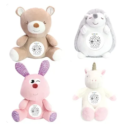Children Soft Stuffed Sleep Led Night Lamp Stuffed Plush With Music & Stars Projector Glowing Light
