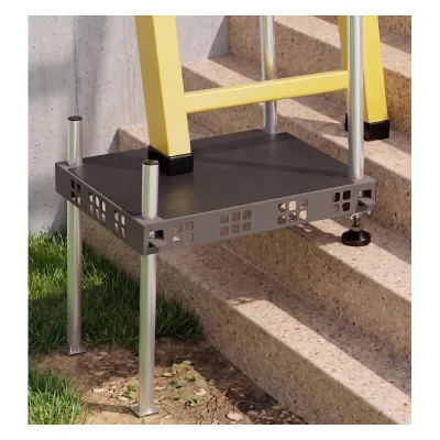 Ladder Leveler Ladder Stabilizer Alloy Steel Gray for Stairs & Uneven Ground with Anti-Slip Pads & Adjustable Height