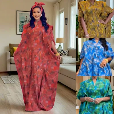 Newest Summer Collection Women's Polyester Satin Abaya Evening Party Dresses Dubai African Muslim Ankara Dashiki Caftan Marocain