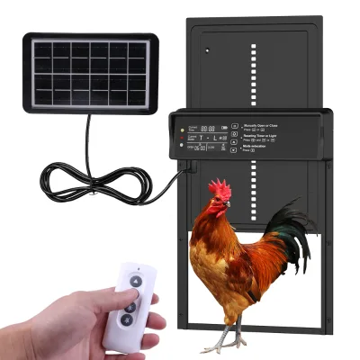 IP45 Waterproof Rainproof Smart Aluminum Alloy Solar Powered Automatic Chicken Coop Door