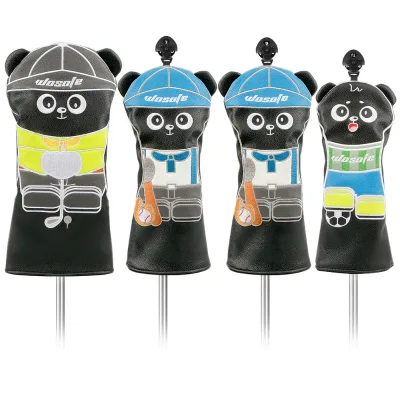 Wholesale Customized logo Waterproof Wear-resistant PU Leather Wosofe White Panda Unisex Golf Headcovers