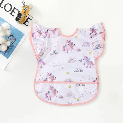Wholesale Toddler Waterproof Baby Cloth Short Sleeve Baby Bibs Water Proof Baby Bibs with Catch-all Pocket