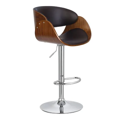 Modern Bar Stool Armrests Adjustable Swivel Leather Padded Seat Commercial Use Hotel Dining Kitchen Counter Pub Reception Desk