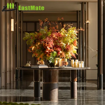Custom Durable Commercial Hotel Lobby Flower Stand Elegant Sturdy Frame Wood Metal Construction Modern Design 5 Star Hotel